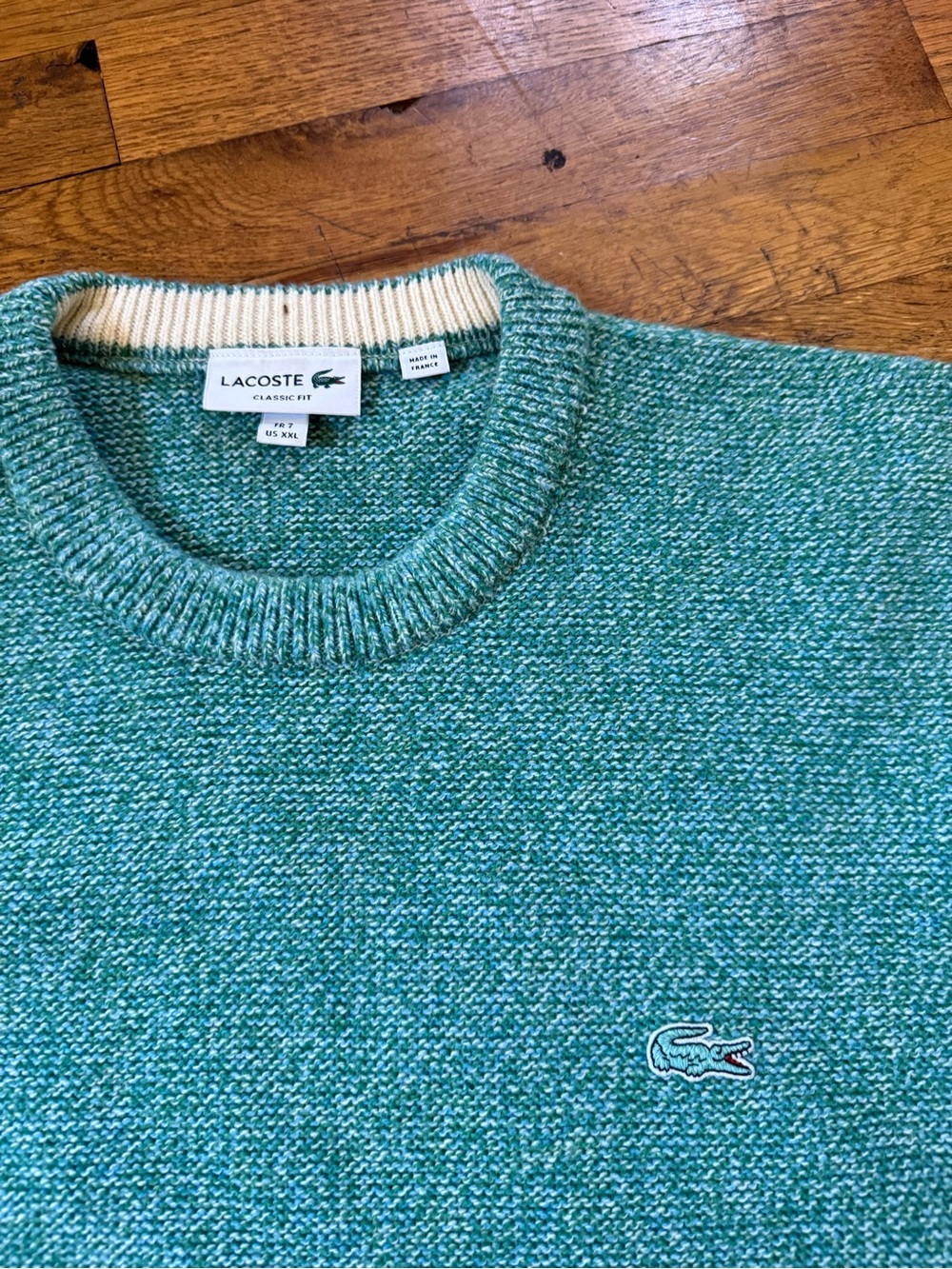 Lacoste Men's Teal Marled Crewneck Sweater